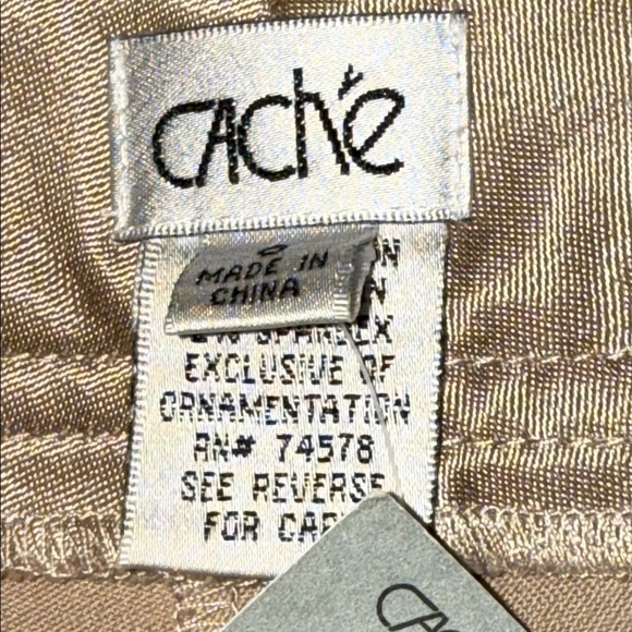 Cache Vintage Y2K Deadstock Champagne Metallic Satin Low Rise Cargo Flares SZ 6 - Picture 9 of 10